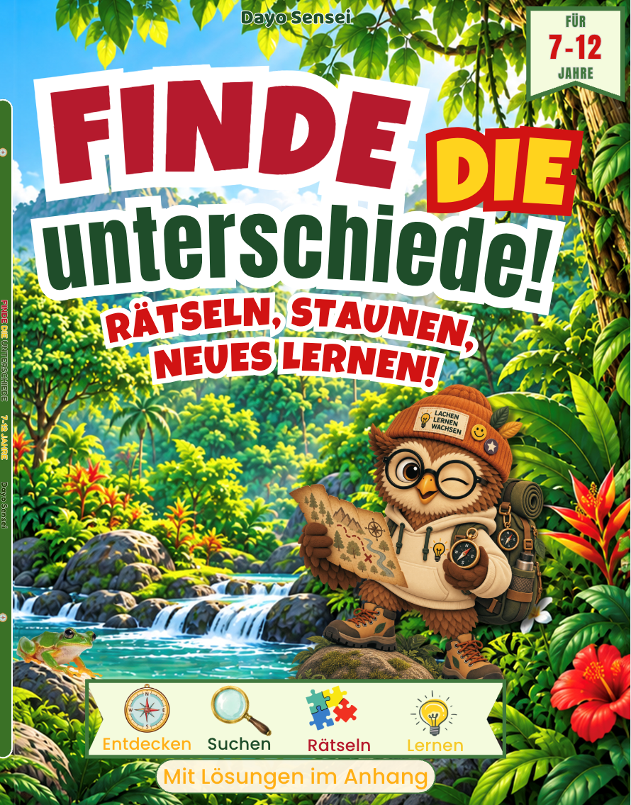 Spot the Difference! Puzzle, Discover & Learn – Jungle Adventure (Ages 7–12)